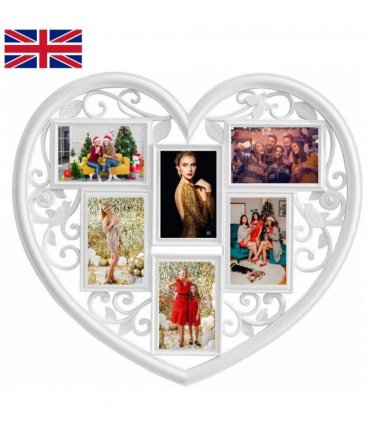 Large Photo Frame White Hanging Heart Shaped Multi Picture Love Frames Gift UK