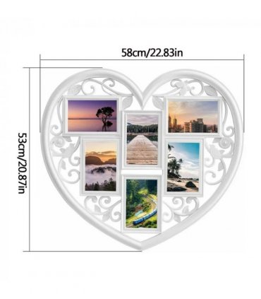 Large Photo Frame White Hanging Heart Shaped Multi Picture Love Frames Gift UK