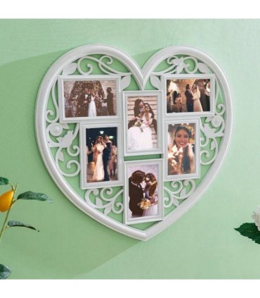 Large Photo Frame White Hanging Heart Shaped Multi Picture Love Frames Gift UK