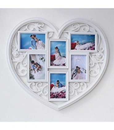 Large Photo Frame White Hanging Heart Shaped Multi Picture Love Frames Gift UK