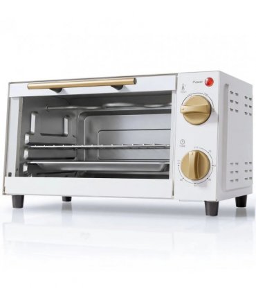 HOMCOM Mini Oven, 9L Countertop Electric Grill, Toaster Oven with Adjustable Temperature and Timer, 750W, White