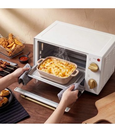 HOMCOM Mini Oven, 9L Countertop Electric Grill, Toaster Oven with Adjustable Temperature and Timer, 750W, White