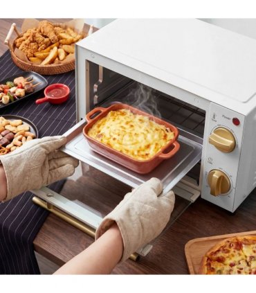 HOMCOM Mini Oven, 9L Countertop Electric Grill, Toaster Oven with Adjustable Temperature and Timer, 750W, White
