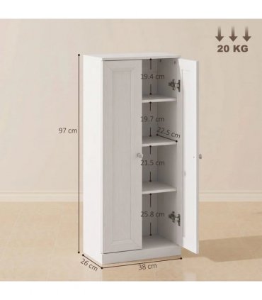 HOMCOM Narrow Bathroom Cabinet, Slim Storage Cabinet with 2 Doors & 4 Tiers, Freestanding Narrow Cupboard