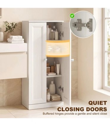 HOMCOM Narrow Bathroom Cabinet, Slim Storage Cabinet with 2 Doors & 4 Tiers, Freestanding Narrow Cupboard