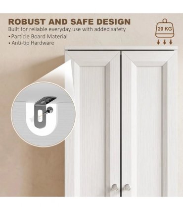 HOMCOM Narrow Bathroom Cabinet, Slim Storage Cabinet with 2 Doors & 4 Tiers, Freestanding Narrow Cupboard