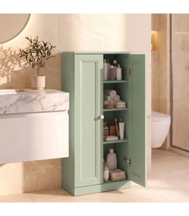 HOMCOM Narrow Bathroom Cabinet, Slim Storage Cabinet with 2 Doors & 4 Tiers, Freestanding Narrow Cupboard