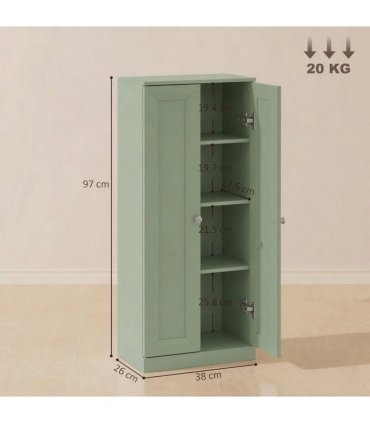 HOMCOM Narrow Bathroom Cabinet, Slim Storage Cabinet with 2 Doors & 4 Tiers, Freestanding Narrow Cupboard