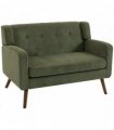 HOMCOM 2 Seater Sofa, 118 cm Corduroy Small Loveseat with Spring Cushion, Wood Legs for Small Space, Living Room, Dark Green