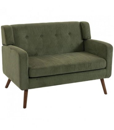 HOMCOM 2 Seater Sofa, 118 cm Corduroy Small Loveseat with Spring Cushion, Wood Legs for Small Space, Living Room, Dark Green