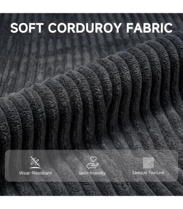 HOMCOM 2 Seater Sofa, 118 cm Corduroy Small Loveseat with Spring Cushion, Wood Legs for Small Space, Living Room, Dark Grey