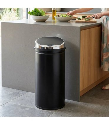 HOMCOM 42L Automatic Motion Sensor Rubbish Bin with Fingerprint Resistant, Stainless Steel, Black