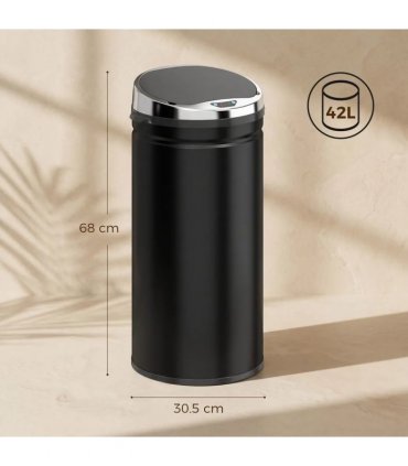 HOMCOM 42L Automatic Motion Sensor Rubbish Bin with Fingerprint Resistant, Stainless Steel, Black