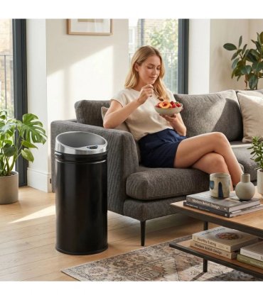 HOMCOM 42L Automatic Motion Sensor Rubbish Bin with Fingerprint Resistant, Stainless Steel, Black