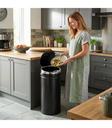 HOMCOM 42L Automatic Motion Sensor Rubbish Bin with Fingerprint Resistant, Stainless Steel, Black