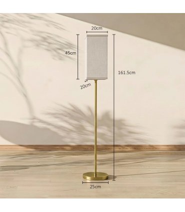 HOMCOM Floor Lamp, Modern Standing Lamp with Linen Shade and Foot Switch, Tall Lamps for Bedroom, Bulb not Included, Gold Tone
