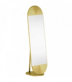 HOMCOM 50 x 161 cm Wavy Full Length Mirror, Free Standing Mirror with Metal Frame and Solid Base, Gold Tone