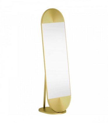 HOMCOM 50 x 161 cm Wavy Full Length Mirror, Free Standing Mirror with Metal Frame and Solid Base, Gold Tone