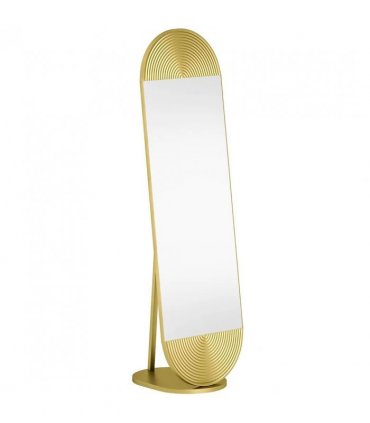 HOMCOM 50 x 161 cm Wavy Full Length Mirror, Free Standing Mirror with Metal Frame and Solid Base, Gold Tone
