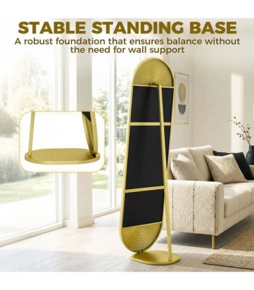 HOMCOM 50 x 161 cm Wavy Full Length Mirror, Free Standing Mirror with Metal Frame and Solid Base, Gold Tone