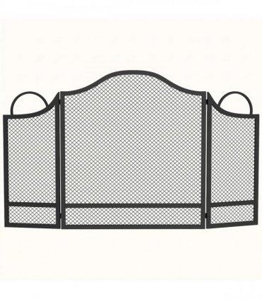 HOMCOM Floral 3-Panel Folding Fireplace Screen for Hearth Protection, Heat-Resistant Metal Fire Spark Guard, Black