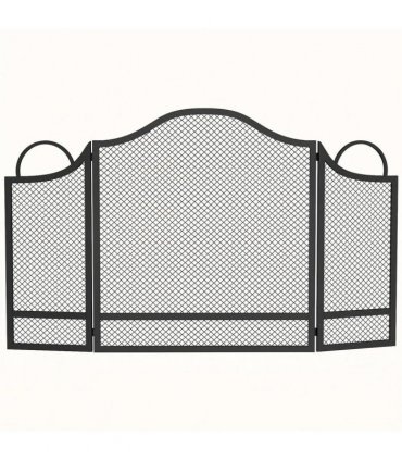 HOMCOM Floral 3-Panel Folding Fireplace Screen for Hearth Protection, Heat-Resistant Metal Fire Spark Guard, Black