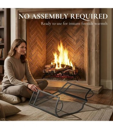 HOMCOM Floral 3-Panel Folding Fireplace Screen for Hearth Protection, Heat-Resistant Metal Fire Spark Guard, Black