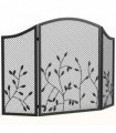 HOMCOM 3-Panel Folding Fireplace Screen for Hearth Protection, Heat-Resistant Metal Fire Spark Guard, Black