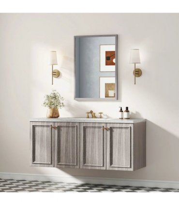 HOMCOM Wall Bathroom Mirror, 50 x 70 cm Wall-Mounted Mirror for Living Room, Bedroom, Hallway, Grey