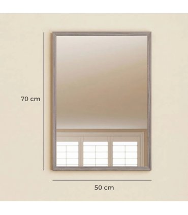 HOMCOM Wall Bathroom Mirror, 50 x 70 cm Wall-Mounted Mirror for Living Room, Bedroom, Hallway, Grey