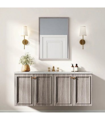 HOMCOM Wall Bathroom Mirror, 50 x 70 cm Wall-Mounted Mirror for Living Room, Bedroom, Hallway, Grey
