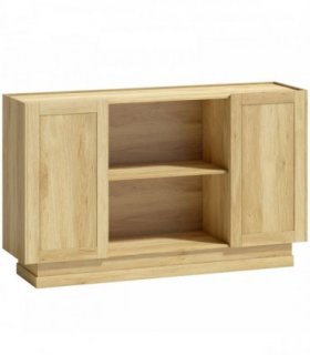 HOMCOM Sideboard Buffet Cabinet, 133 cm Storage Cabinet with 2 Open Shelves, 2 Cupboards and Soft Close Doors, Natural