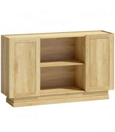 HOMCOM Sideboard Buffet Cabinet, 133 cm Storage Cabinet with 2 Open Shelves, 2 Cupboards and Soft Close Doors, Natural