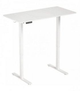 HOMCOM Standing Desk Memory Control Height Adjustable Desk 2 Cable Holes LED Display Sit Stand Desk White