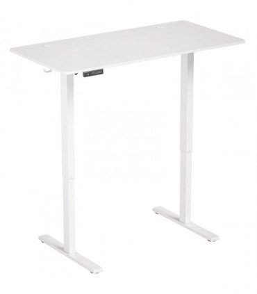 HOMCOM Standing Desk Memory Control Height Adjustable Desk 2 Cable Holes LED Display Sit Stand Desk White