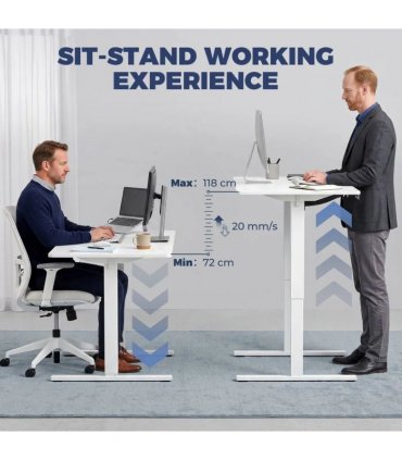 HOMCOM Standing Desk Memory Control Height Adjustable Desk 2 Cable Holes LED Display Sit Stand Desk White