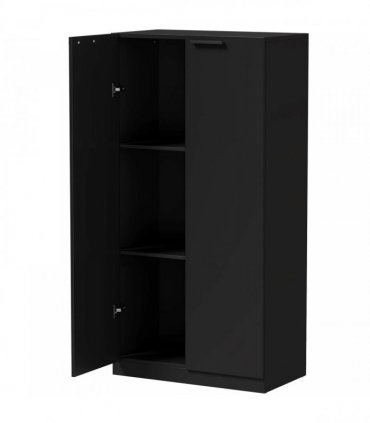 HOMCOM 120 cm Tall Storage Cabinet Cupboard, 3-Tier File Organiser Wooden Filing Cabinet, Black