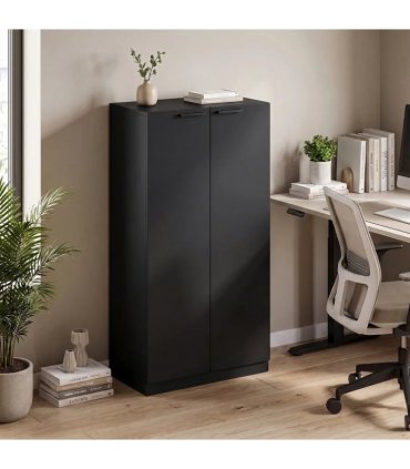 HOMCOM 120 cm Tall Storage Cabinet Cupboard, 3-Tier File Organiser Wooden Filing Cabinet, Black