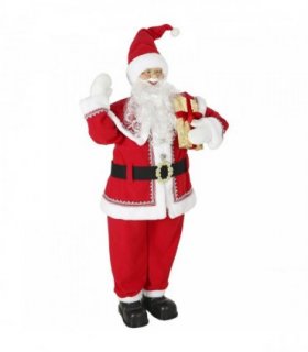 HOMCOM 5ft Life Size Singing Santa Claus, Animated Santa with Rotating Head, Waving Hand, Posable Arms, Sound Touch Activated