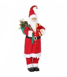 HOMCOM 4ft Singing Dancing Santa Claus, Standing Christmas Animated Santa Figure with Gift and Sack, Sound/Touch Activated