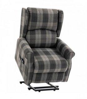 HOMCOM Power Lift Recliner Chair with Vibration Massage, Heat, Checked Lift Chair with Remote, Side Pockets, Grey