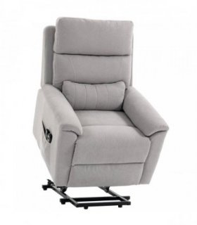 HOMCOM Power lift recliner chair with Massage and Heat, Terry Cloth Electric Lift Chair with Spring Cushion, Light Grey