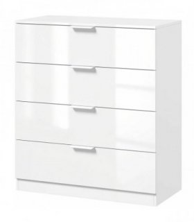 HOMCOM High Gloss 4-Drawer Chest of Drawers, Space-Saving Bedroom Storage Unit with Smooth Runners, White