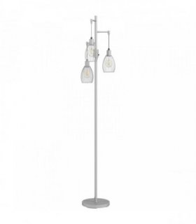 HOMCOM 170.5cm Industrial Dimmable Standing Lamp, 3-Light Floor Lamp with Steel Wire Cage Lampshades, Silver Tone