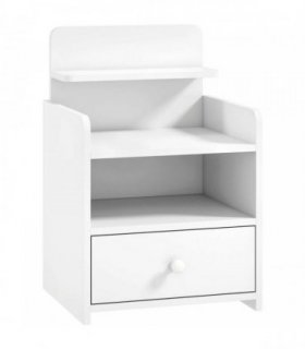 HOMCOM Bedside Cabinet, Bedside Table with Drawer and Shelf for Living Room, White
