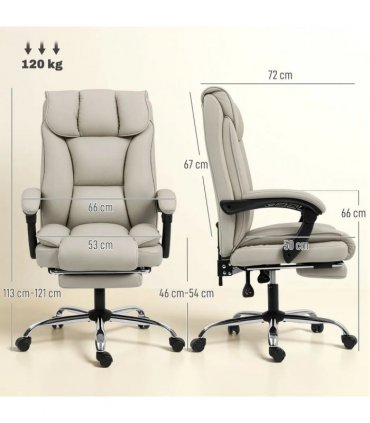 HOMCOM Pet-Friendly Faux Leather Computer Desk Chair, Executive Office Chair with Footrest and Double-Layer Padding, Khaki