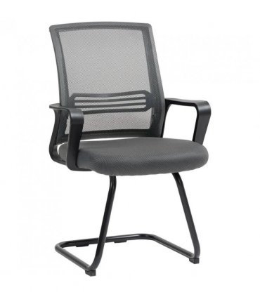HOMCOM Padded Meeting Office Chair, Ergonomic Desk Chair No Wheels with Sled Base for Bedroom, Waiting, Reception, Dark Grey
