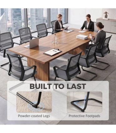 HOMCOM Padded Meeting Office Chair, Ergonomic Desk Chair No Wheels with Sled Base for Bedroom, Waiting, Reception, Dark Grey