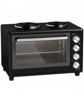 HOMCOM 46L Mini Oven with Dual Hot Plates, Electric Countertop Cooker with Convection, 90?230°C Adjustable Temperature