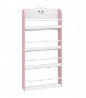AIYAPLAY 4 Tier Kids Bookshelf, Children Bookcase with Anti-Tip Kit, Toddler Space-Saving Bookcase for Kids Room, Playroom, Pink